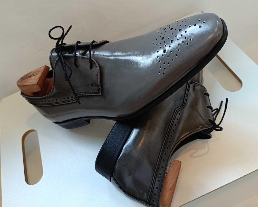 Pantofi derby 40 cap toe brogue lucrati manual Minelli Paris NOI