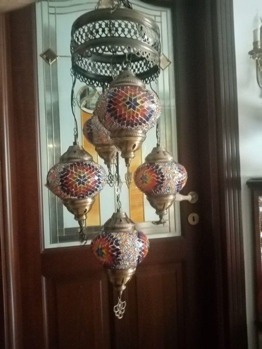 Elegant lampadar în stil oriental cu sticle mozaic lucrate integral ma