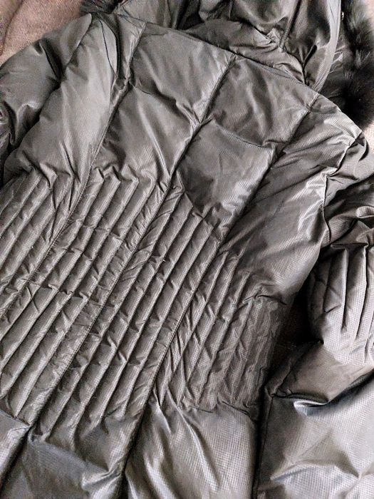 Дамско,дълго яке, с качулка, с естествен  косъм, XL