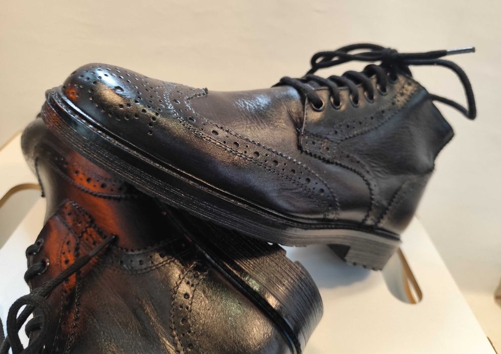 Ghete lace up brogue 40 Lav Artigianale piele naturala moale navy