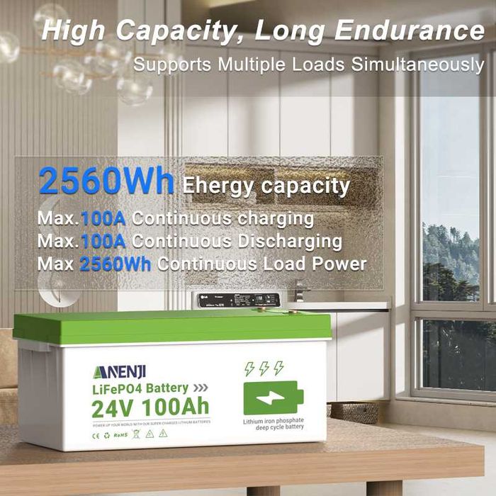 Baterie LifePo4 Anenji 24V 100Ah Bluetooth