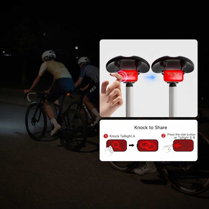 Задна SMART EMOJI LED стоп светлина за велосипед IGPSPORT ET6, USB-C, IPX7, Bluetooth