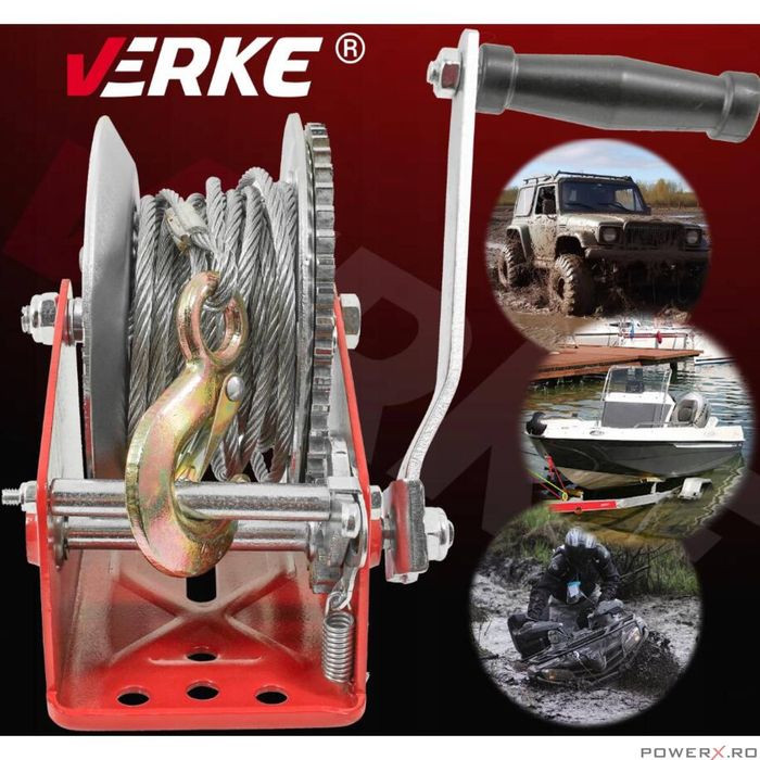 Troliu manual, vinci, 816 Kg, lungime calbu 10m, grosime cablu 4.8 mm,