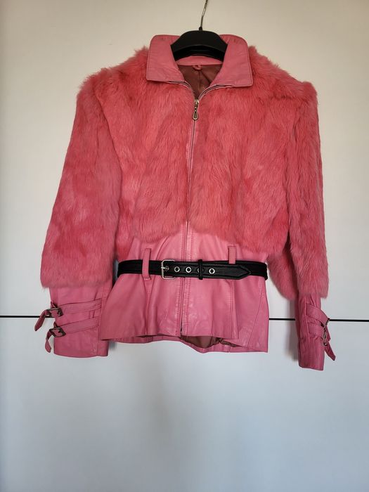 Дамско кожено яке ,естествен косъм xs