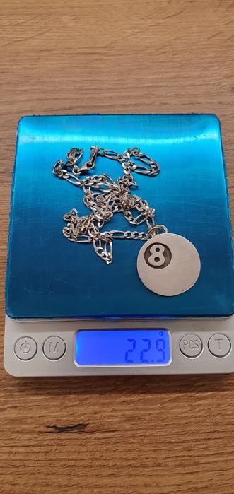 Lanț argint 925 cu pandantiv 925 bilă neagră 8