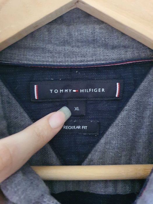 Tommy Hilfiger риза XL Regular Fit 100% памук сива, плътна материя
