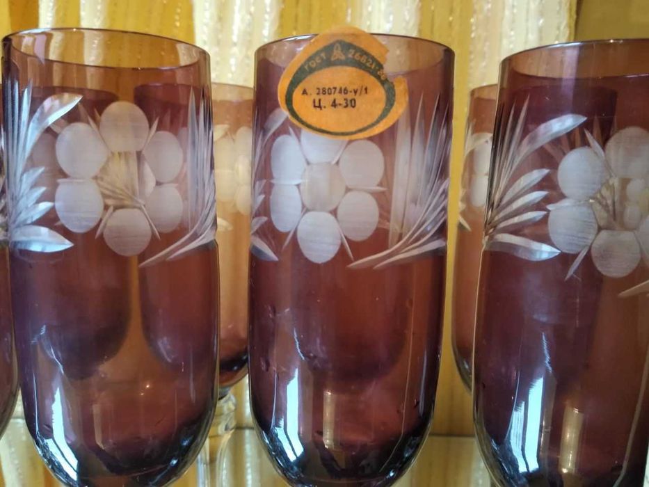Марганцевые фужеры 20 см Чехословакия 12 шт.