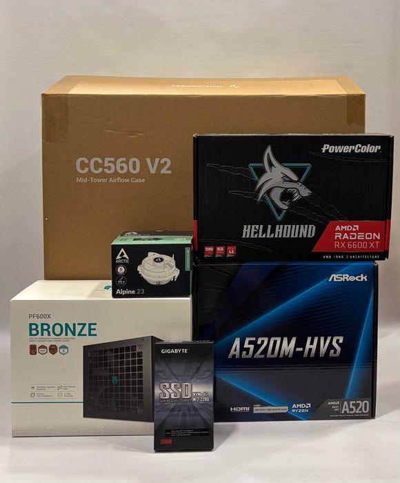 Геймърски компютър AMD Ryzen 5 5500, RX 6600 XT 8GB, 16GB ram