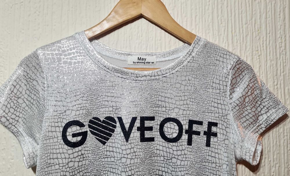 Дамска тениска металик лъскава