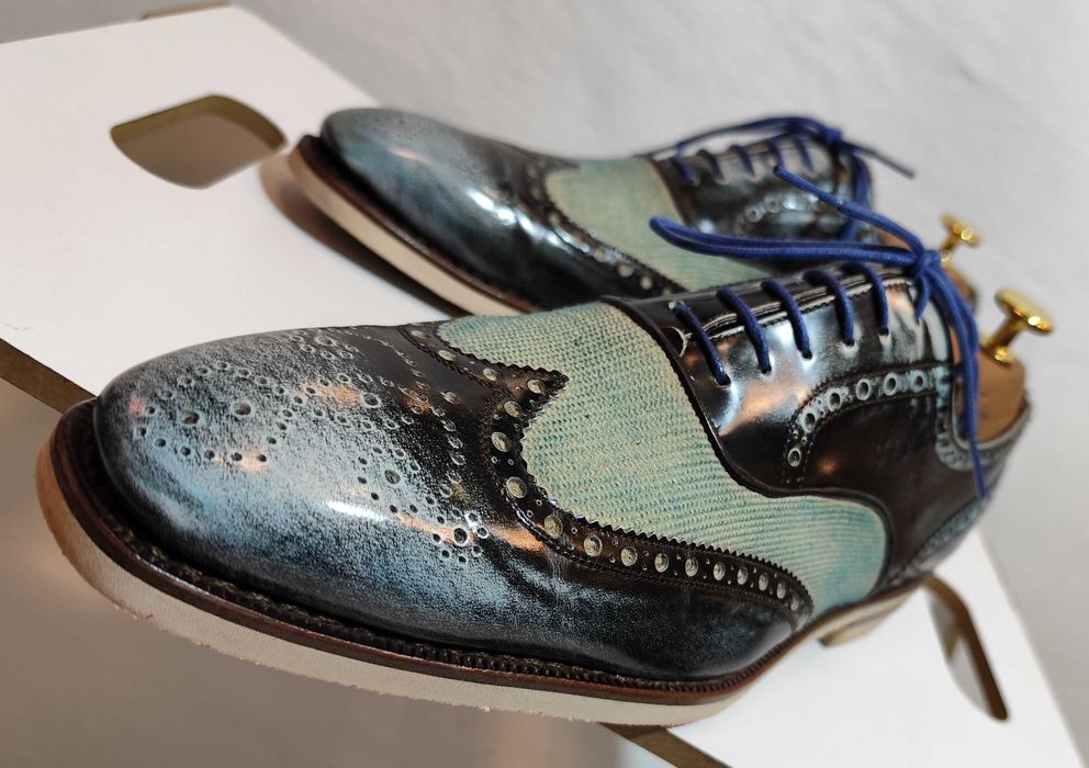 Pantofi oxford 41.5 42 de lux Harris lucrati manual piele naturala