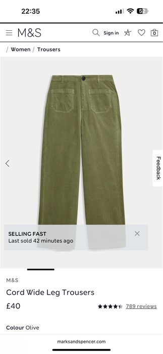 Брюки из вельвета Marks & Spencer - 10 uk