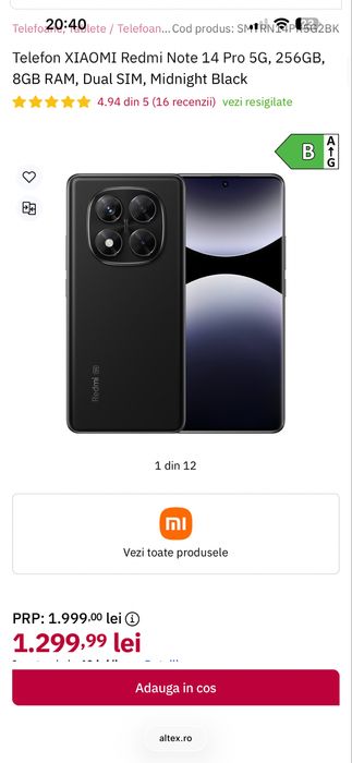 XIAOMI Redmi Note 14 Pro 5G, 256GB, 8GB RAM nou ! Cutie !