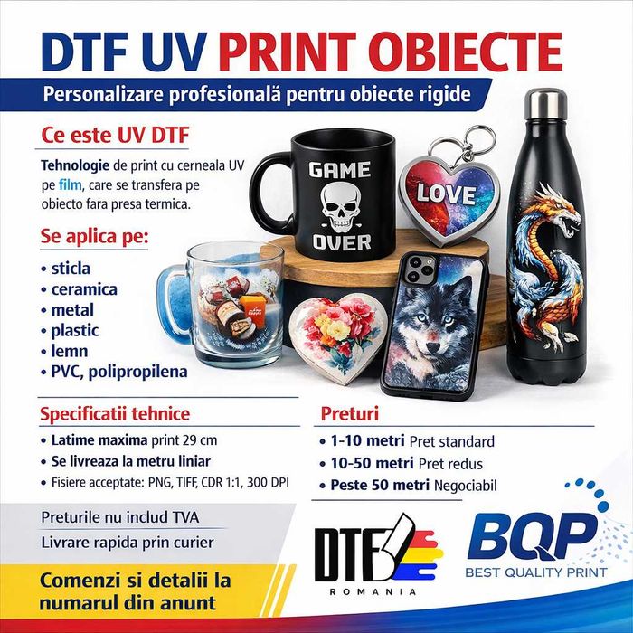 Imprimare obiecte UV DTF Print DTF UV Latime 29 cm