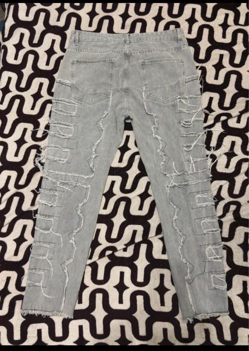 Blugi baggy gri XL 40 denim marimea Unisex