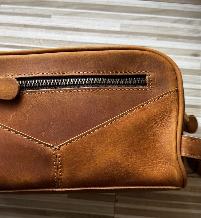 Светло-кафява кожена чанта