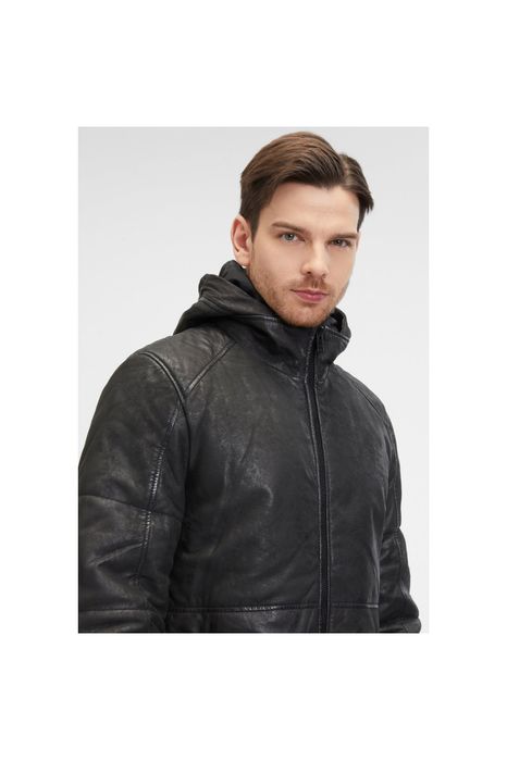 Geaca de Iarna din Piele Barbati 2.0 by Mauritius Neagra G2MAbito