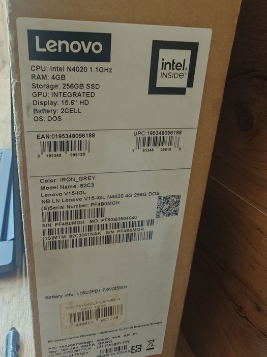 Lenovo celeron 4020 ssd256