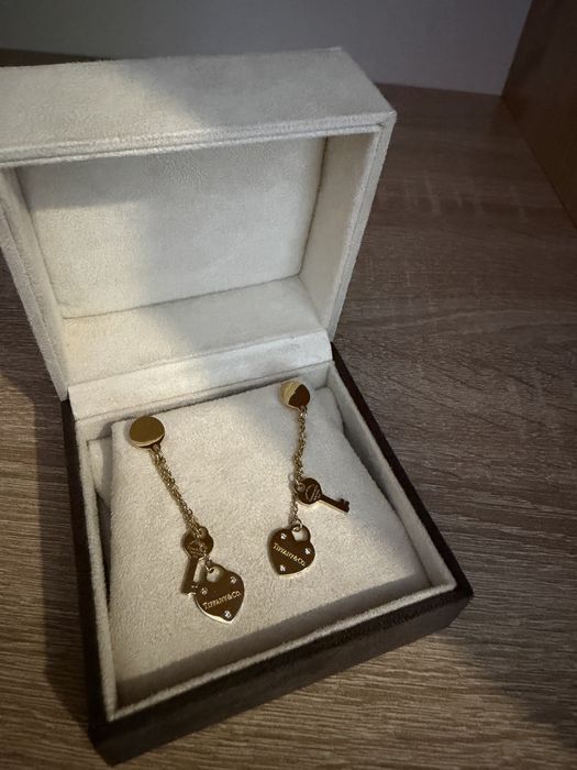 Cercei tiffany & co inimioară și cheie cu cristale micuțe
