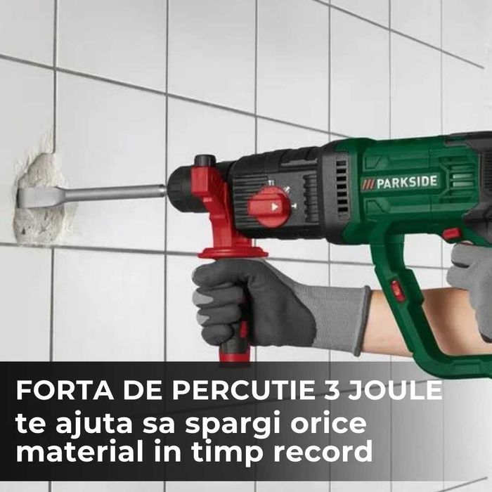 Ciocan rotopercutor cu fir Parkside PBH 1050 D4 Putere de 1050W, Mandrina rapida, Forta de percutie de 3J, NOU! Sigilat!