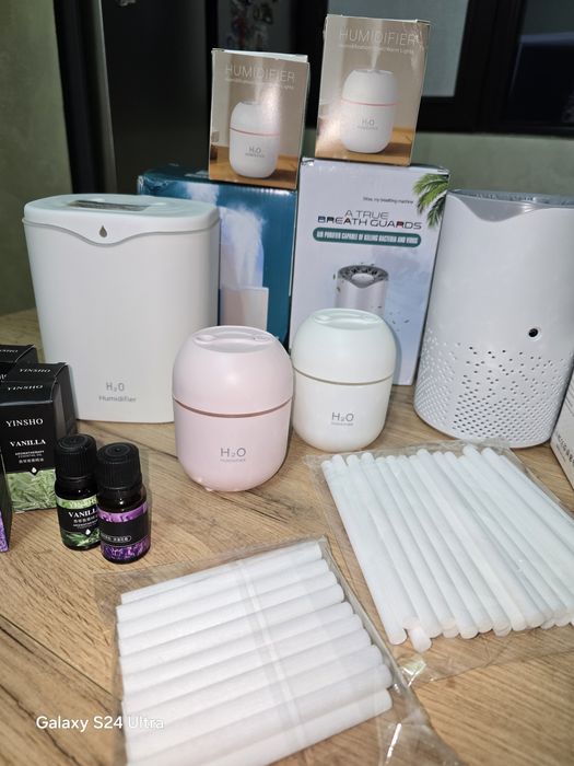 Овлажнители + подарък етерично масло и пречиствател за въздух с LED св