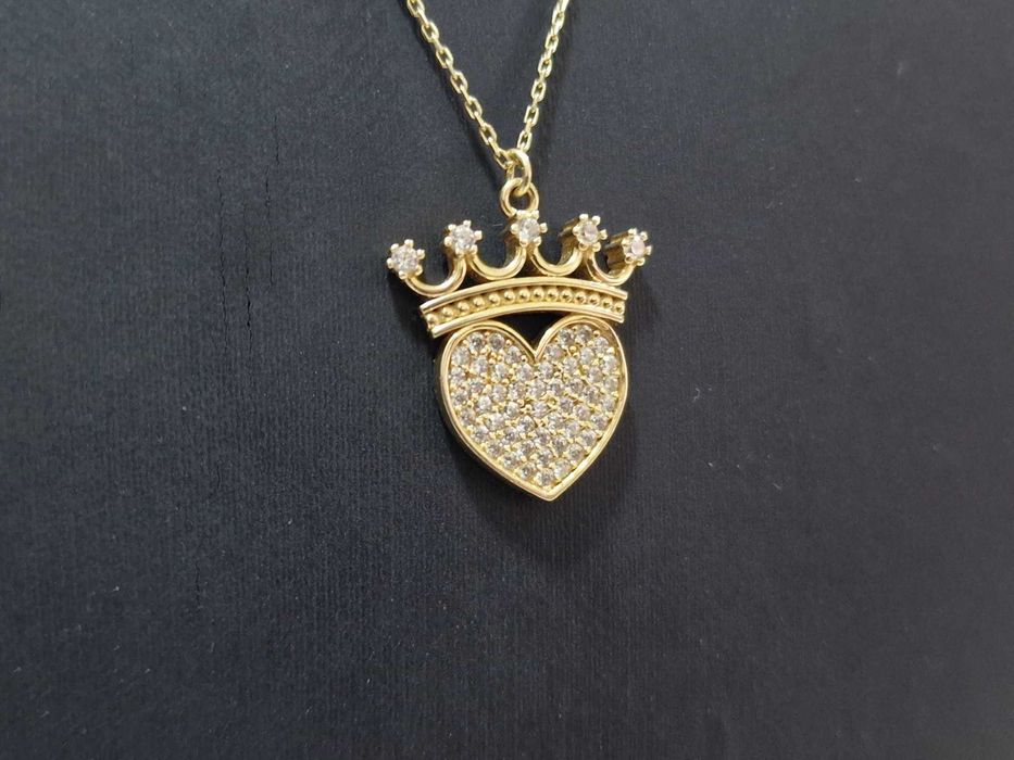 Дамски златен синджир / сърце-корона / 14К 585 / 3,40 гр.