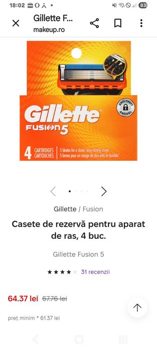Rezerve Gillette fusion 5 ,set 4buc.nou 45ron ...mai am 8buc