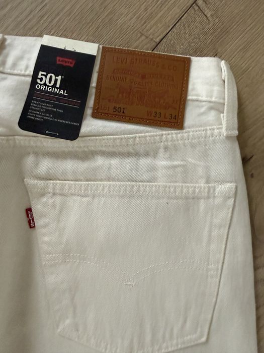 Blugi LEVIS 501 Alb Crem Barbati | Marime 33 x 34 (Talie 86 cm)