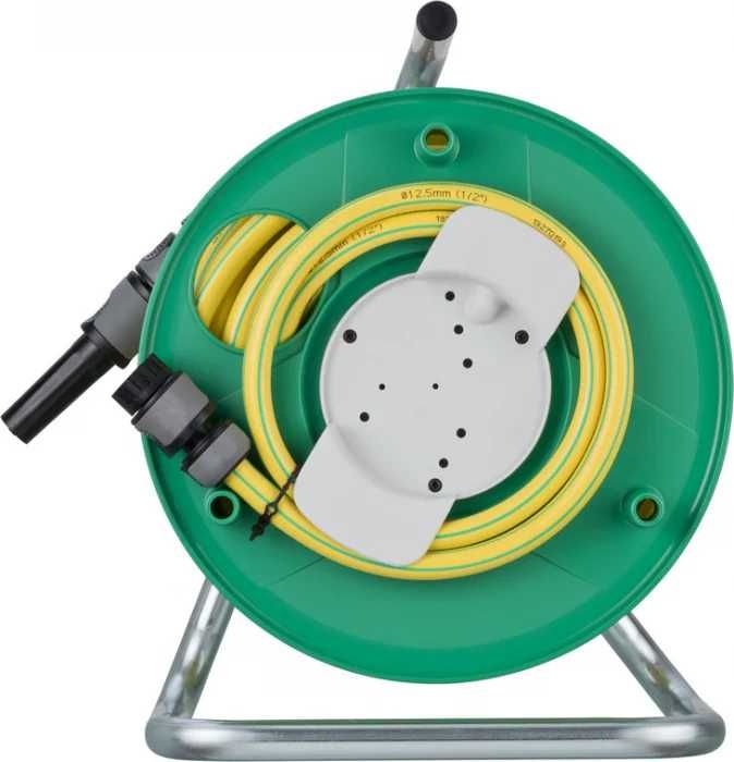 Furtun grădină Brennenstuhl 20m cu tambur, pistol stropire, 1/2", anti-răsucire