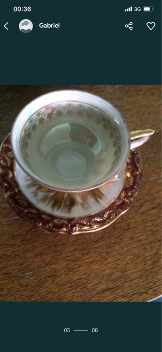 Set  de cafea/ceai  din portelan fin de bavaria cu foita de aur/70 ani