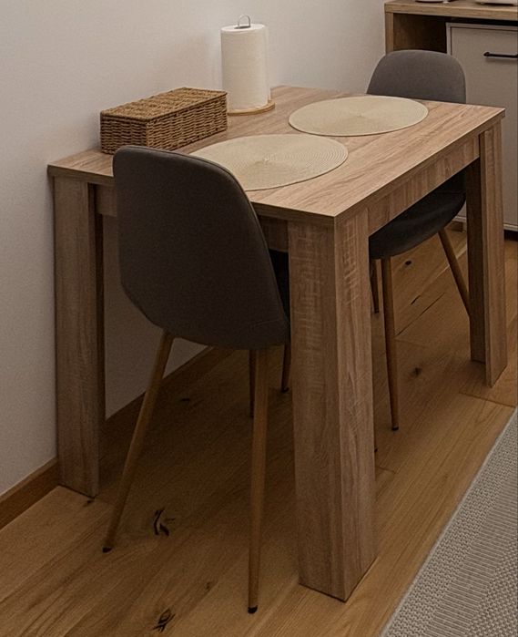 Masa bucatarie / dining fixa, patrata, 4 persoane, stejar sonoma, 80 x 80 x 75
