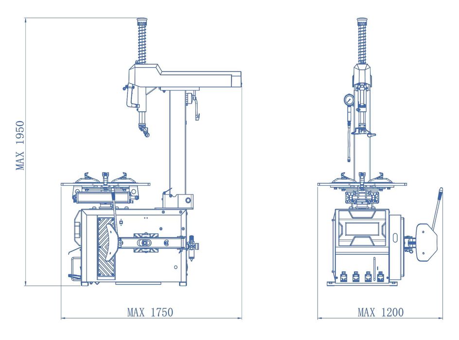 Демонтаж Монтаж Машина за гуми с падащо рамо