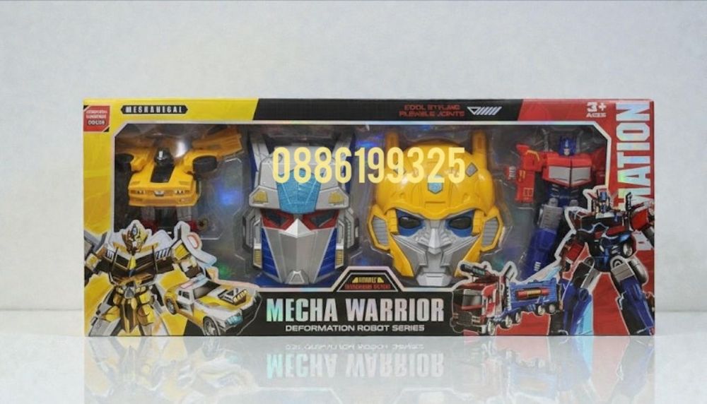 3в1 Комплект Трансформърс Авторобот + Кола + 2бр Светеща маска