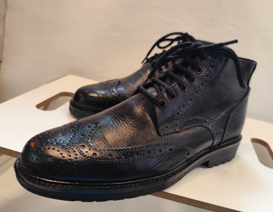 Ghete lace up brogue 40 Lav Artigianale piele naturala moale navy