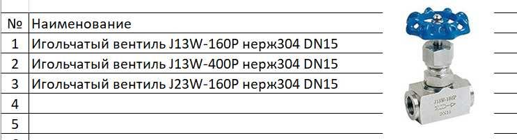 Игольчатый вентиль нержавеющий 304