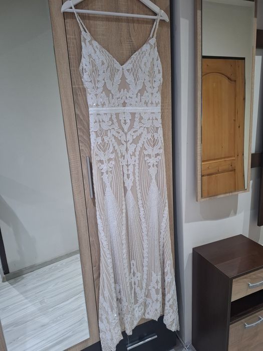 Официална лукс дълга рокля с пайети Л р-р