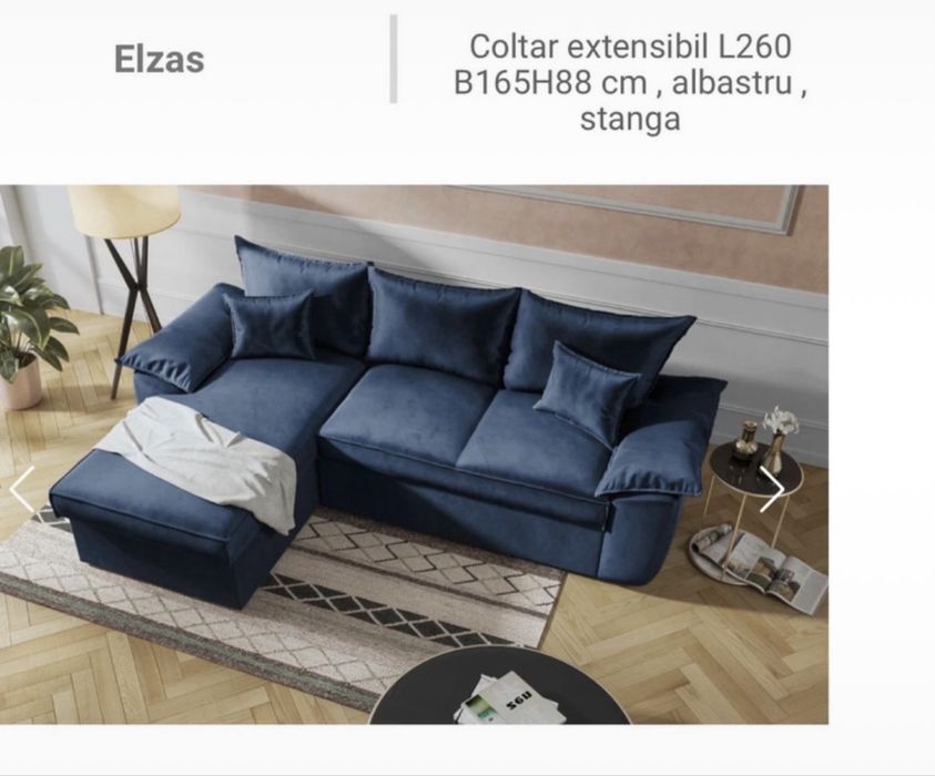 Canapea extensibila albastru regal