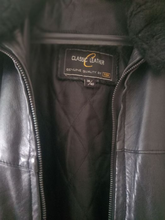 Дамско черно яке от естествена кожа XL р.