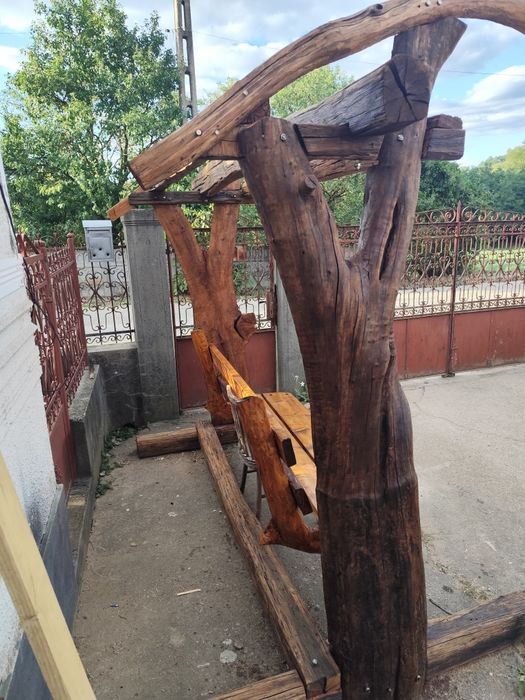 Leagăn de grădină rustic din lemn masiv. Unicat !