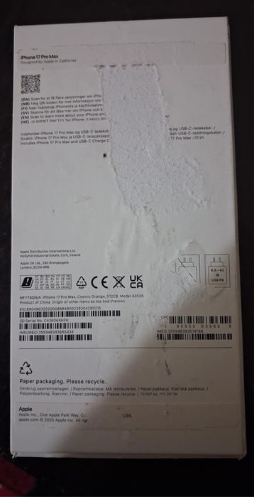 Iphone 17 pro max 512GB orange