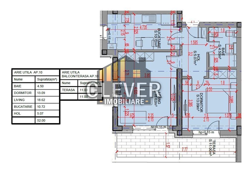 Apartament 2 Camere, Bucătărie Închisă | Balcon 11 mp | Comision 0%
