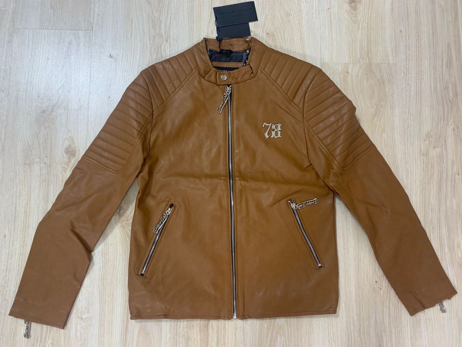 Ново мъжко яке от кафява еко кожа PHILLIP PLEIN