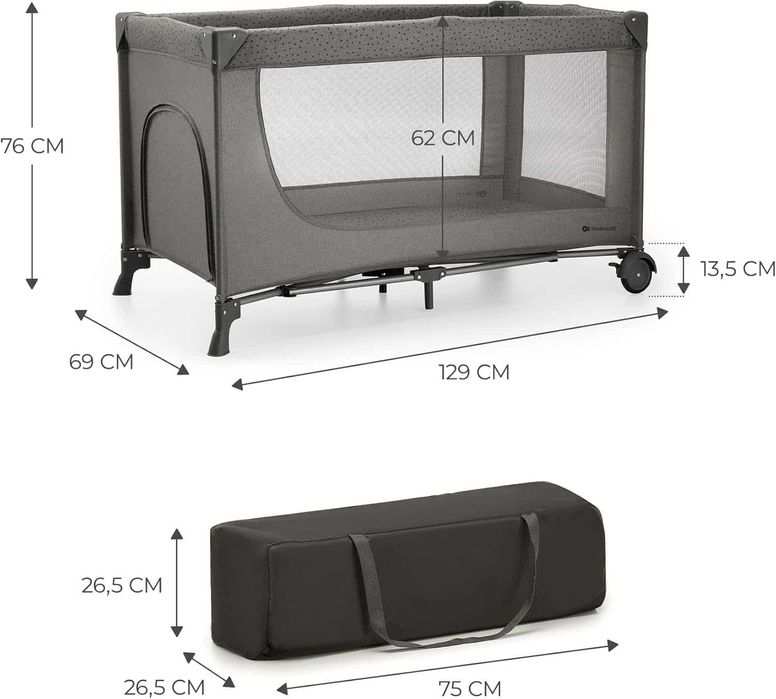 Pătuț de călătorie Kinderkraft Joy 3 în 1 , gri