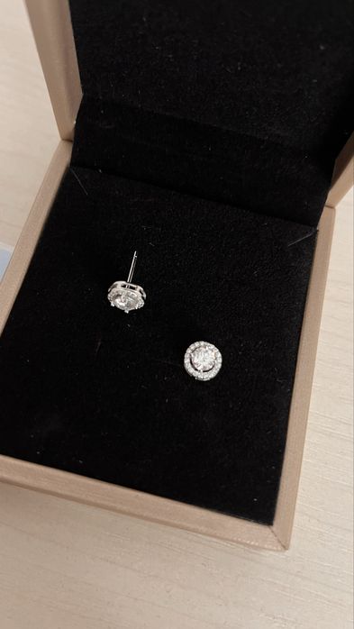 Пусеты серебро, бриллиант