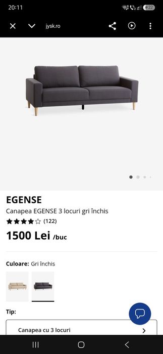 Canapea Egense 3 locuri neutilizata!