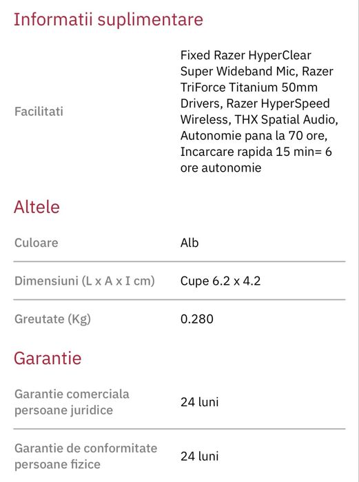 Casti Gaming Razer Blackshark V2 Hyperspeed