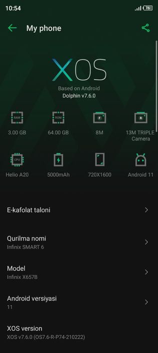 Infinix Smart 6 telefon