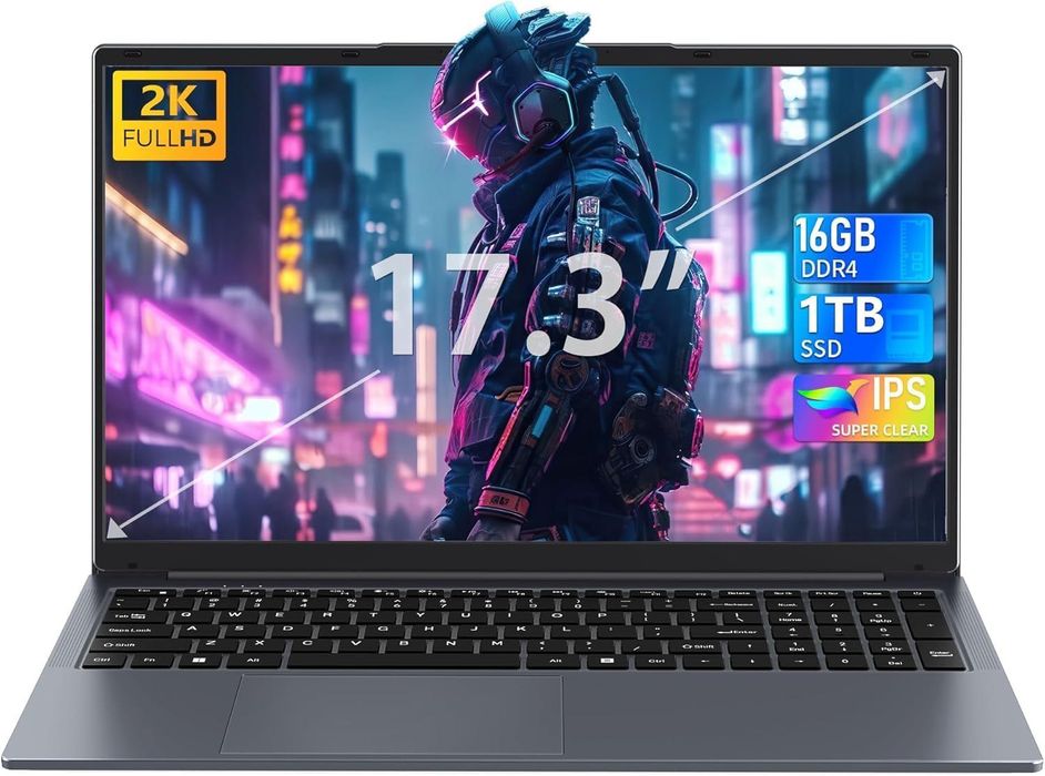 Laptop 17.3 inch intel N150 3.6 GHz, Display FullHD IPS, 16 GB RAM, 960 GB NVMe, Tastatura Iluminata, Baterie Mare, HDMI, USB 3.0, Type-C, WLAN
