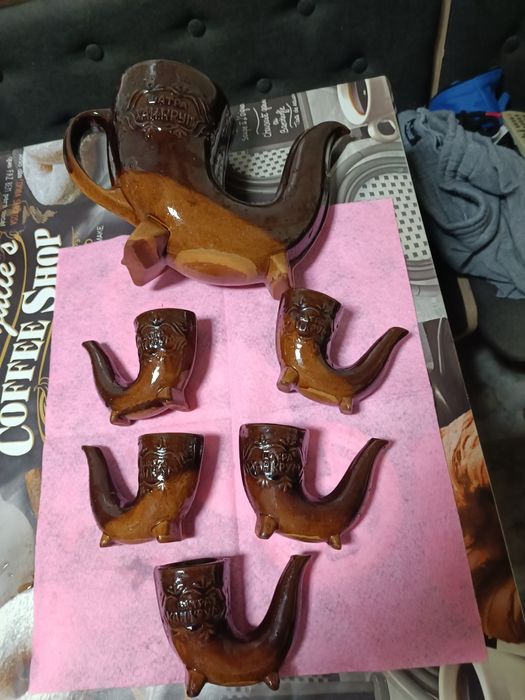 Кана с чаши керамика, за ракия