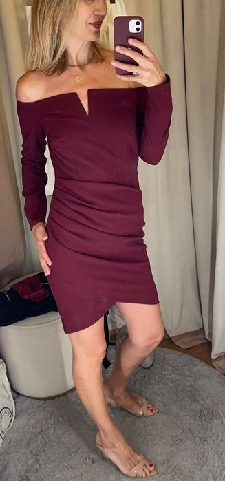 Rochie Amalin, nouă, cu eticheta, culoare Merlot
