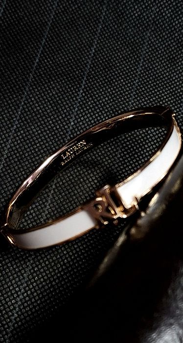 Brățară Lauren Ralph Lauren originală – Bangle aurie / alb, nouă